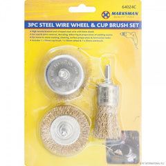 3PC SteelWire Wheel & Cup Brush Set