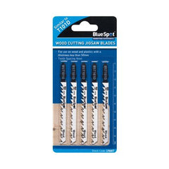 BLUE SPOT TOOLS 5 PCE HCS FAST CUT JIGSAW BLADES FOR WOOD (6 TPI)