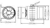 In-line Turbo Bilge Blower, 330CFM, Waterproof to IP66, 4″ Hose (Dia.)