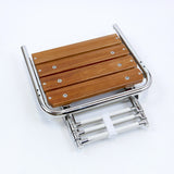 Teak Swim Platform with Telescopic Ladder, 316 Stainless Steel, 3 Steps