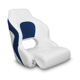 Premium Captain’s Bucket Flip-Up Bolster Seat – White/Blue Style