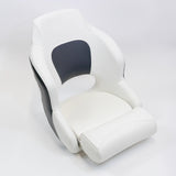 Premium Captain’s Bucket Flip-Up Bolster Seat – White/Grey Style