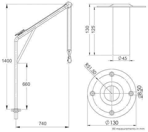 Stainless Steel Davits (Pair) – 120kg Load