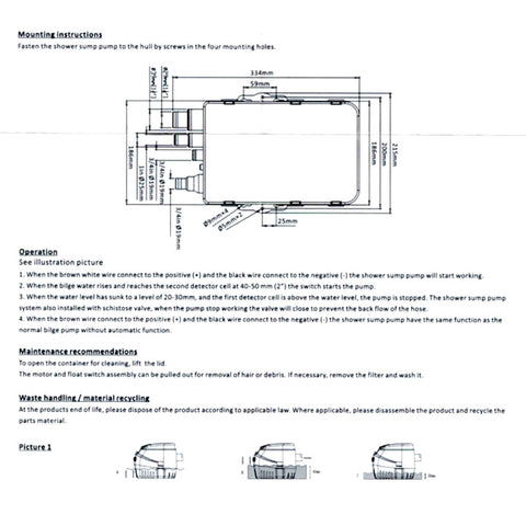 750GPH Shower Sump and Pump