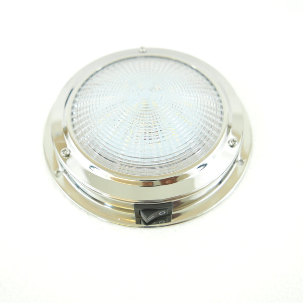 LED Dome Light Stainless Steel, with integral switch, 137mm (Dia.)