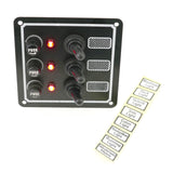 Switch Panel with Fuse and Toggle switch, 3 Gang, 12V