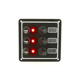 Switch Panel with Fuse and Toggle switch, 3 Gang, 12V