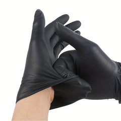 100pcs Black Nitrile Disposable Gloves