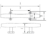 Hollow Base Cleat, 316 Stainless Steel, 150mm