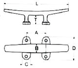 Heavy Duty Low Silhouette Cleat, 316 Stainless Steel, 125mm