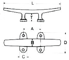 Heavy Duty Low Silhouette Cleat, 316 Stainless Steel, 125mm